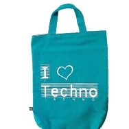 I Love Techno Shopper Bag (Cyan)