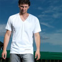 Drumpoet Headphone V-Neck Shirt (White)