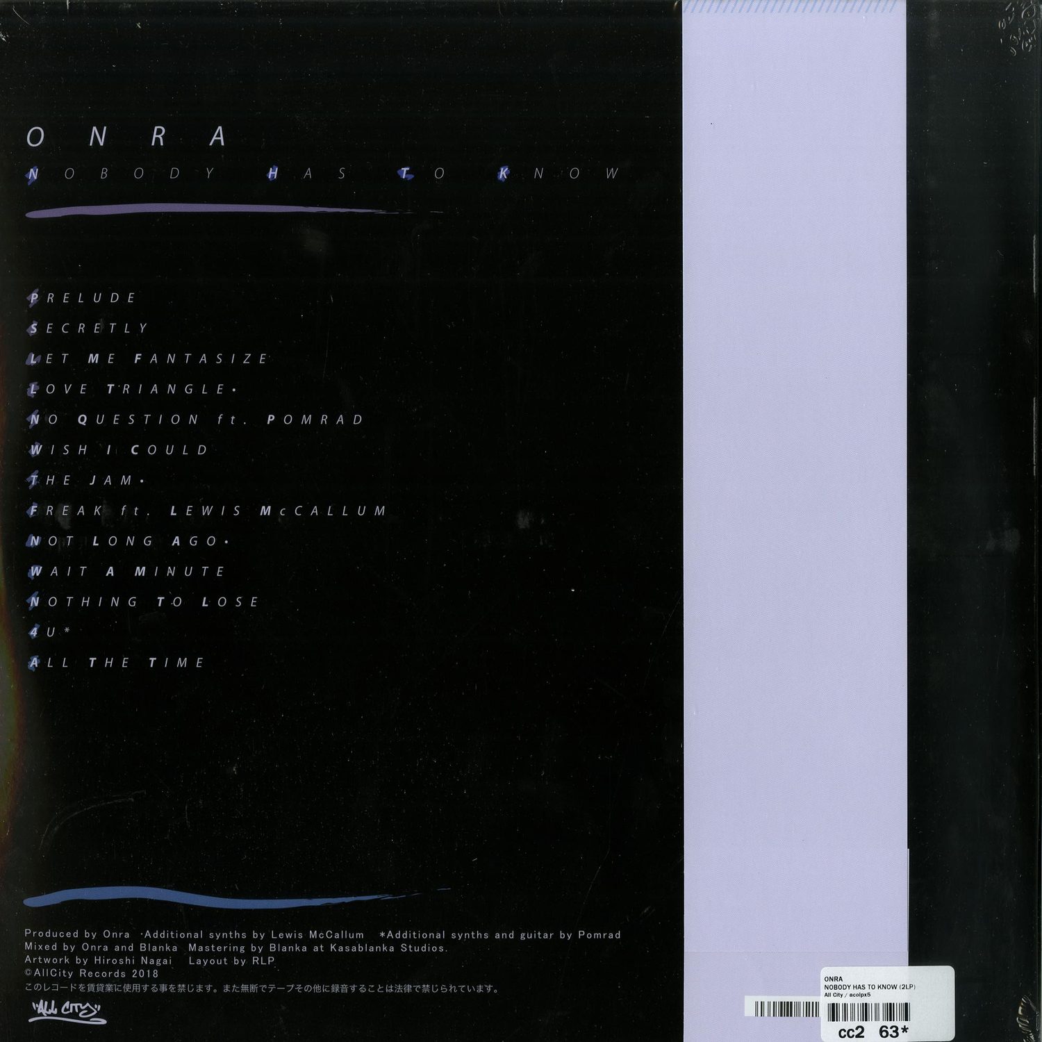 2LP ONRA Nobody Has to Knowの通販｜medultima.com