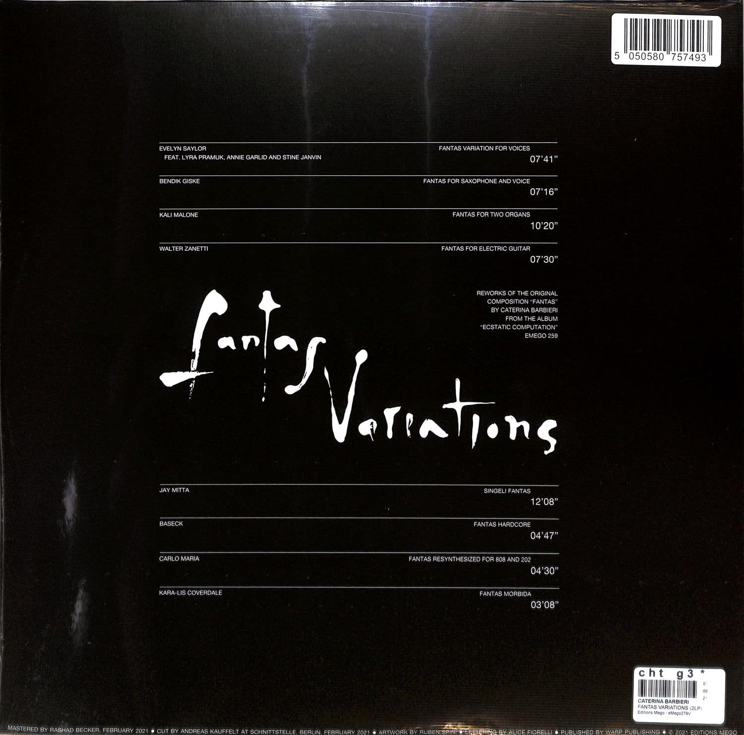 オーストリア2LP Caterina Barbieri Fantas Variations EMEGO279 Editions Mego /00520 Fantas Variations | Caterina Barbieri | Editions Mego