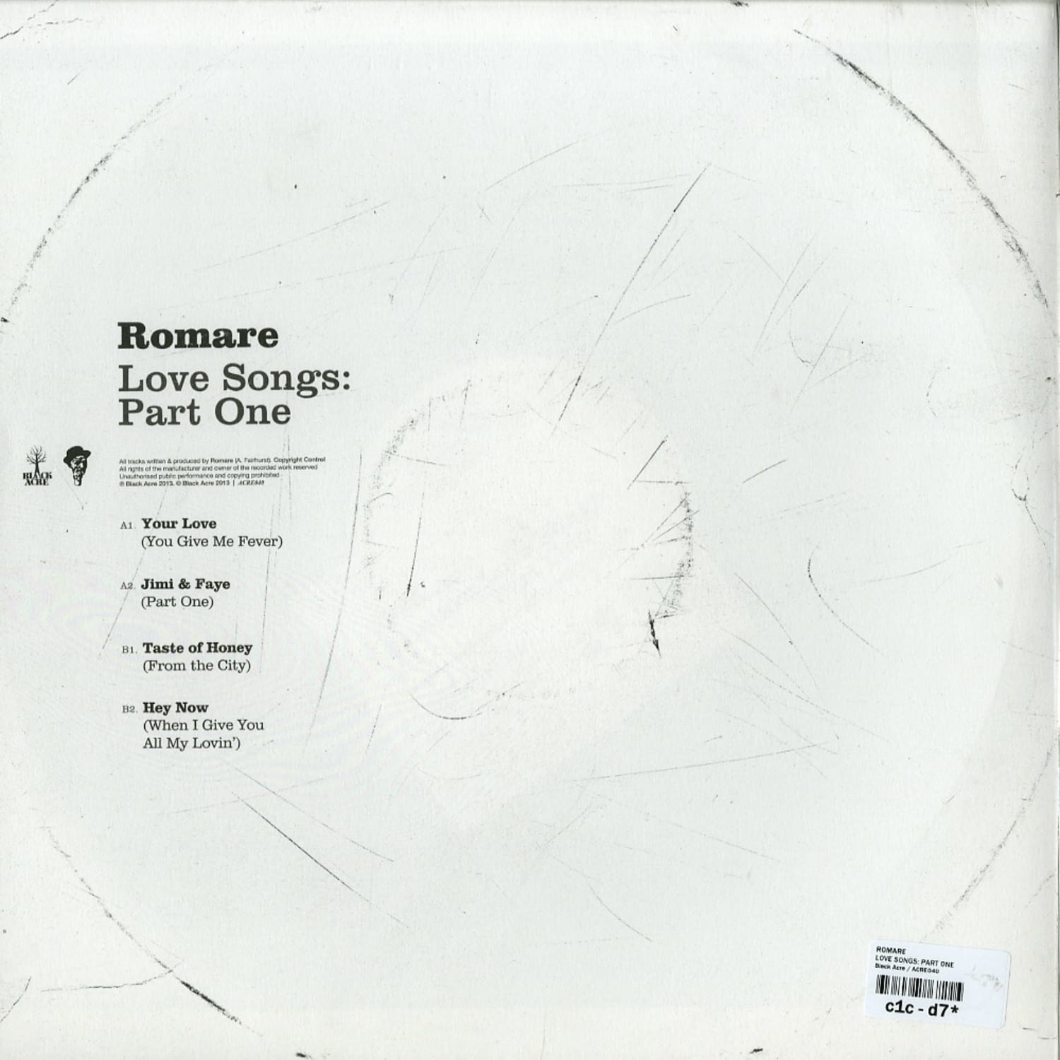 Romare - LOVE SONGS: PART ONE / Black Acre / ACRE040 | 12 Inch