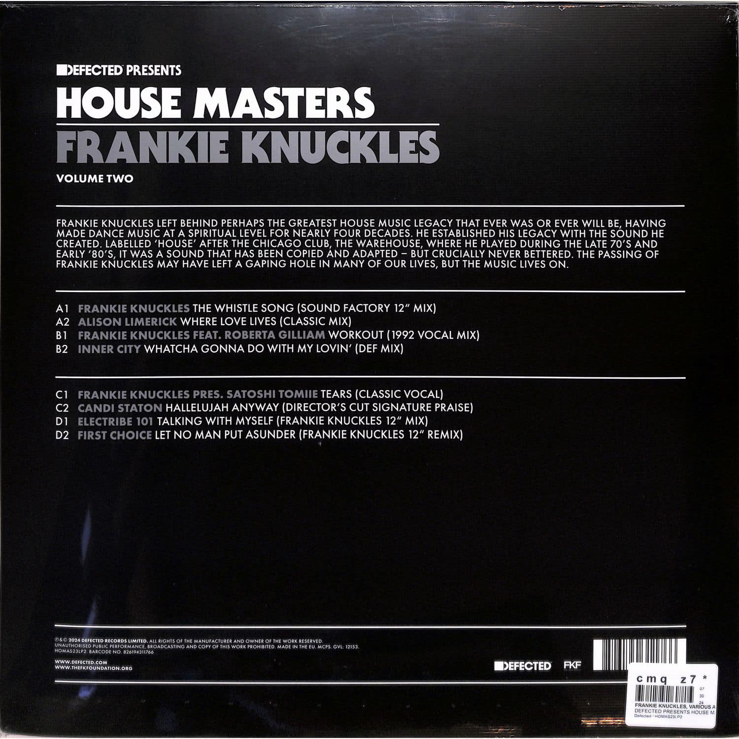 Frankie Knuckles, Various Artists / Defected presents House Masters / Frankie Knuckles / Volume Two