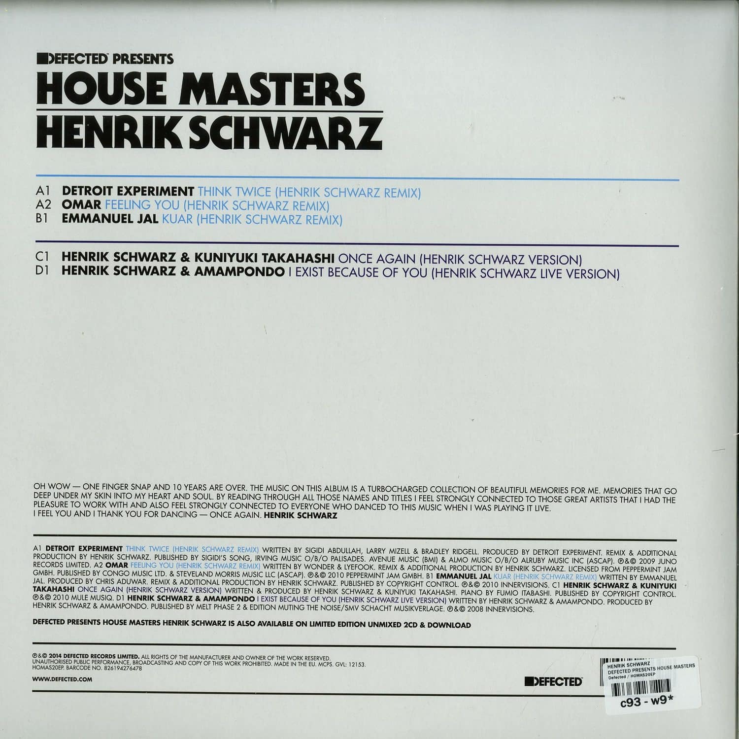 洋楽 HOUSE MASTERS:HENRIK SCHWARZ HENRIK SCHWARZ / House Masters