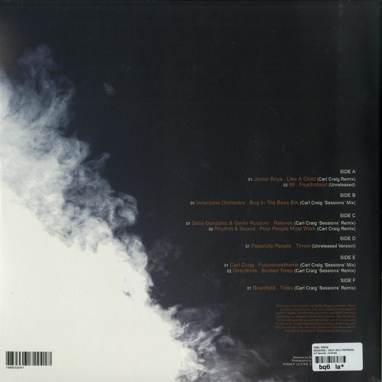 Carl Craig - SESSIONS / !k7 Records / k7224lp / 05150181 | 3x12