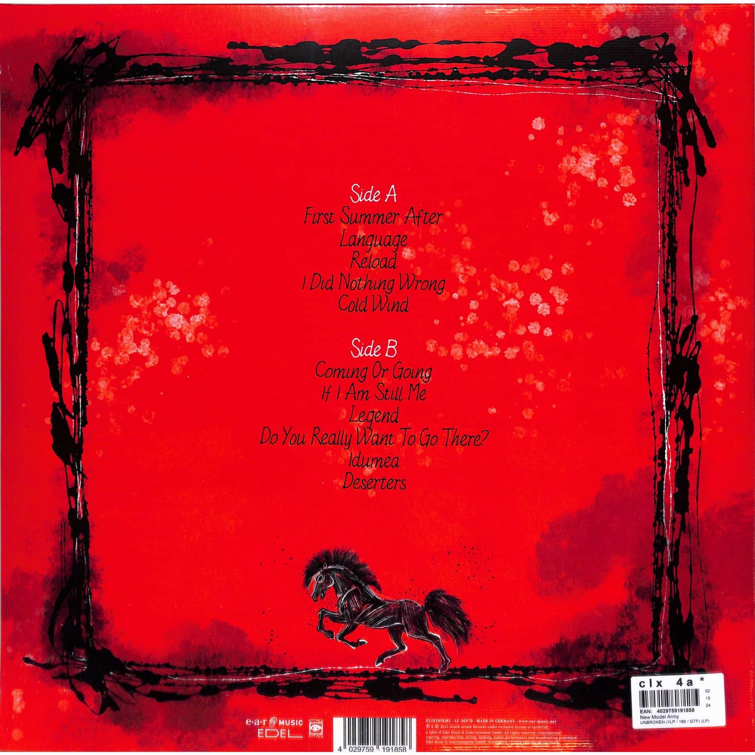 その他 LP New Model Army Unbroken 0219185EMU Ear Music /00400 New Model Army - Unbroken - Import Vinyl LP Record – CDs