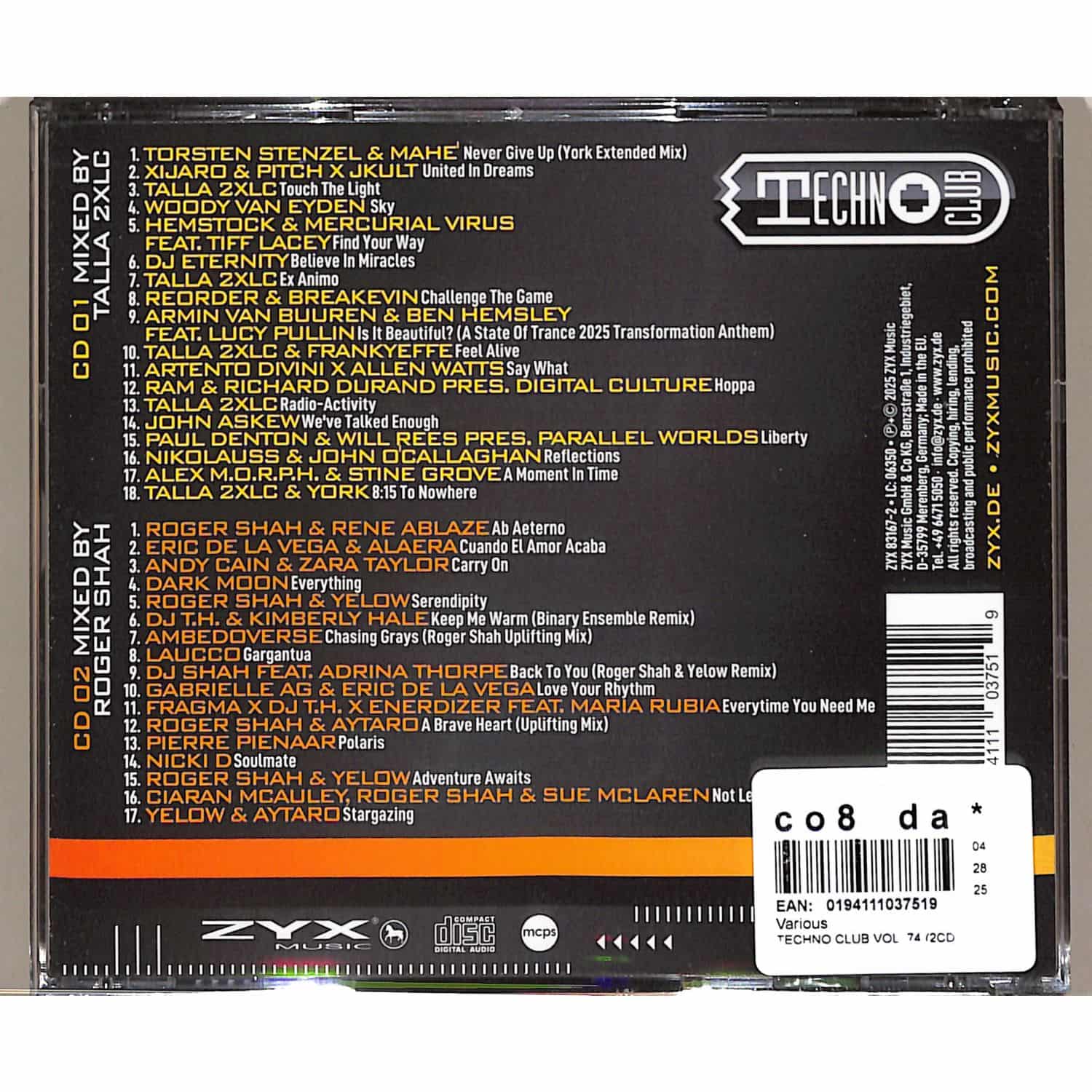 Various - TECHNO CLUB VOL. 74 / ZYX Music / ZYX 83167-2 | 2CD CD