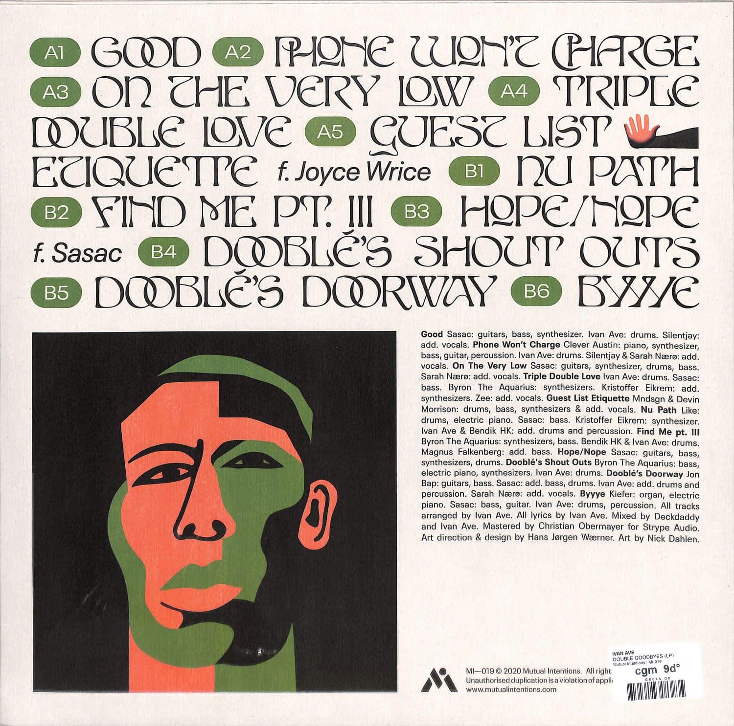 洋楽 Ivan Ave / Double Goodbyes LP Ivan Ave - Double Goodbyes | Ivan Ave | Mutual Intentions