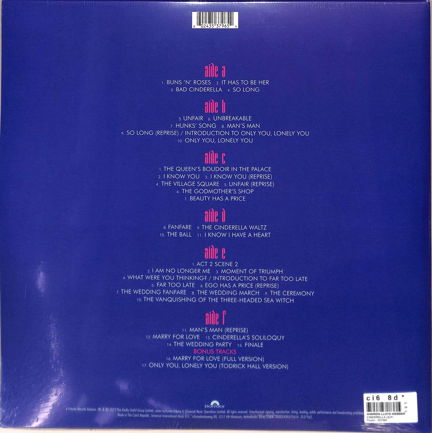 英3discs LP Andrew Lloyd Webber Cinderella 3537965 Polydor /00920 81tMVNj7YkS._UF1000,1000_QL80_.jpg