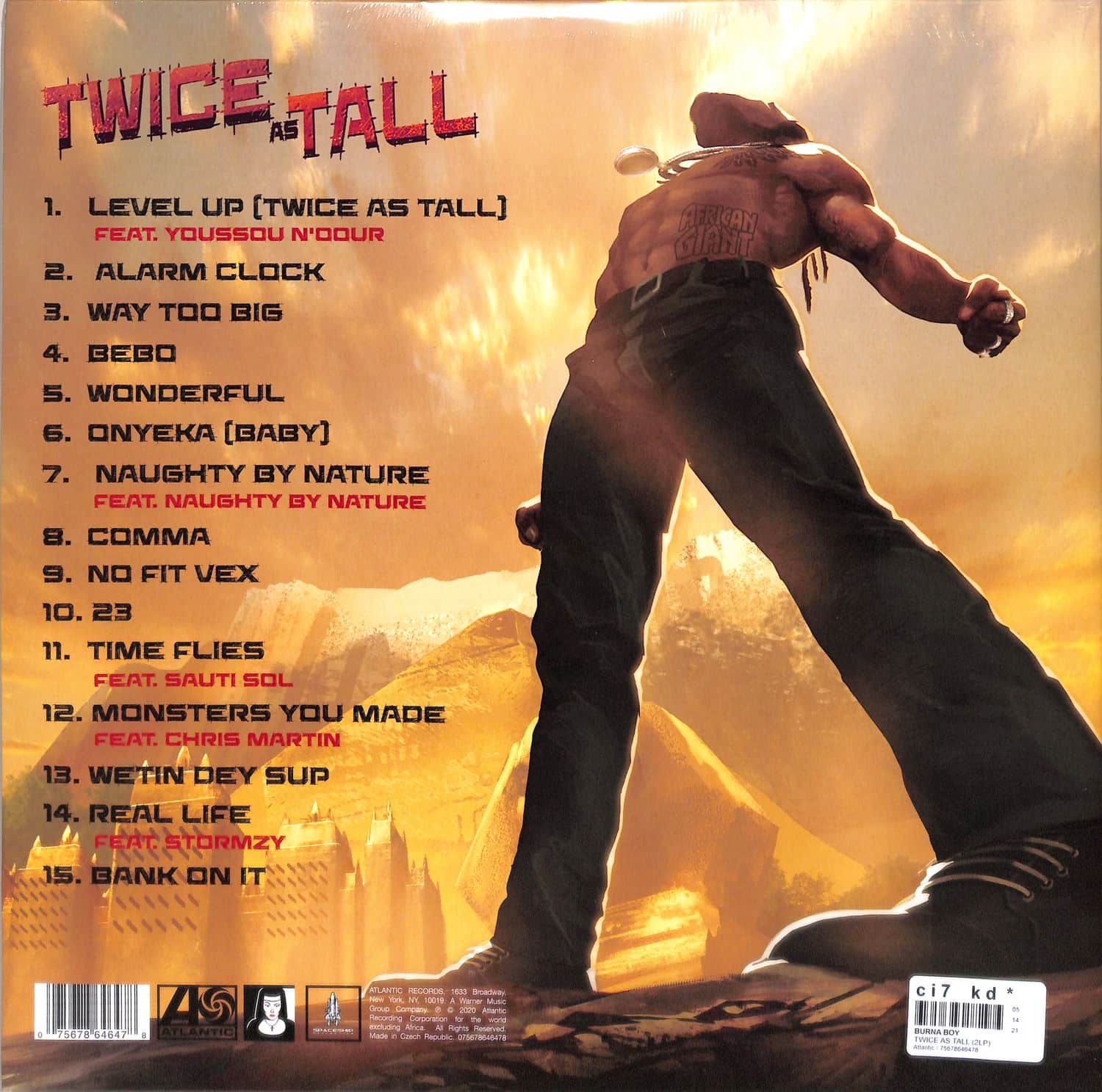米、加2discs LP Burna Boy Twice As Tall 075678646478 Atlantic, Atlantic /00660 米、加2discs LP Burna Boy Twice As Tall 075678646478