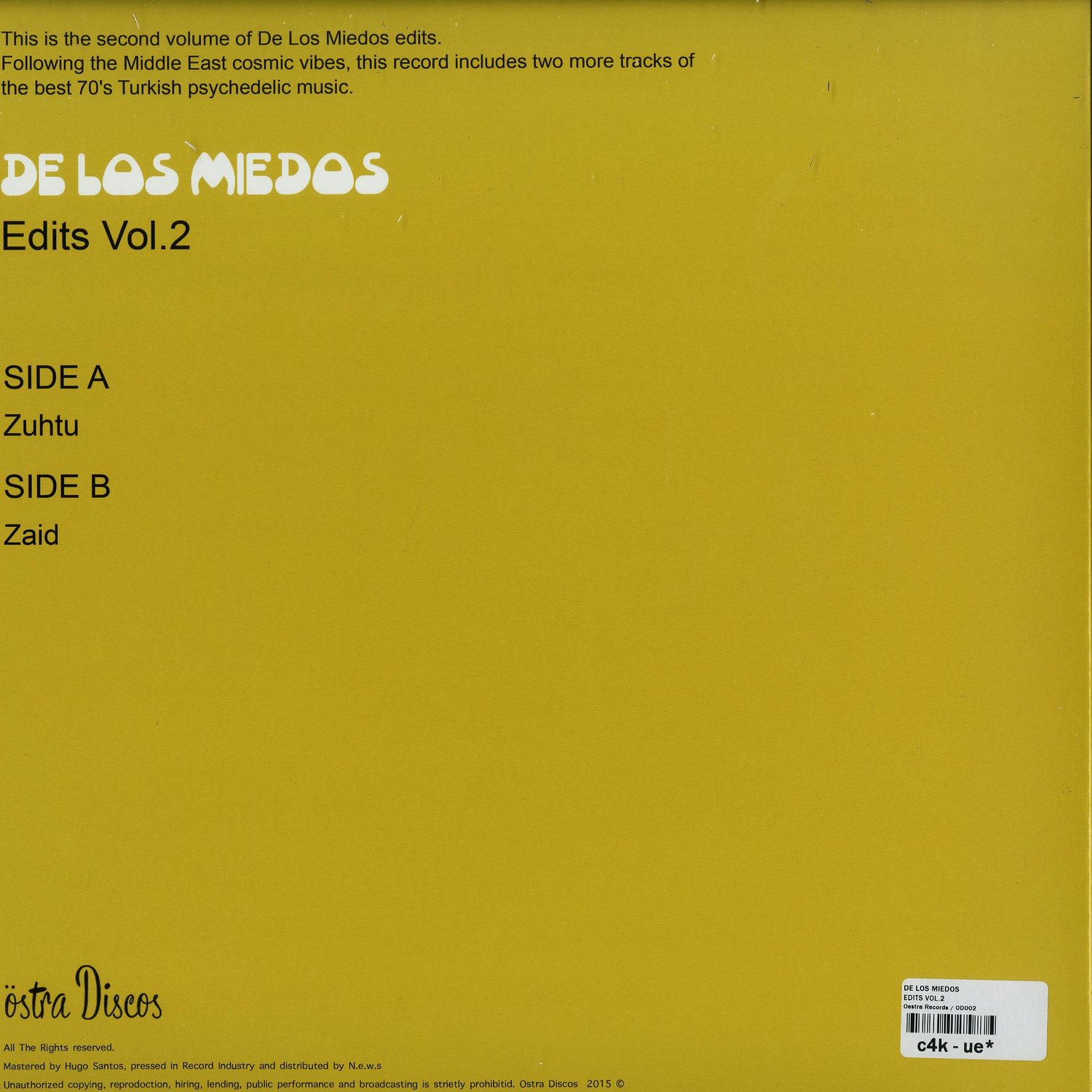 De Los Miedos - EDITS VOL.2 / Oestra Discos / OD002 | 12 Inch