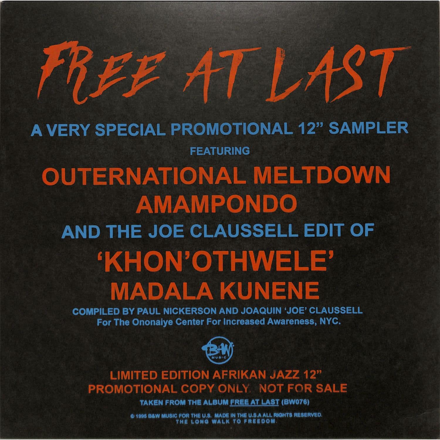 Various Artists - FREE AT LAST 12 INCH SAMPLER
