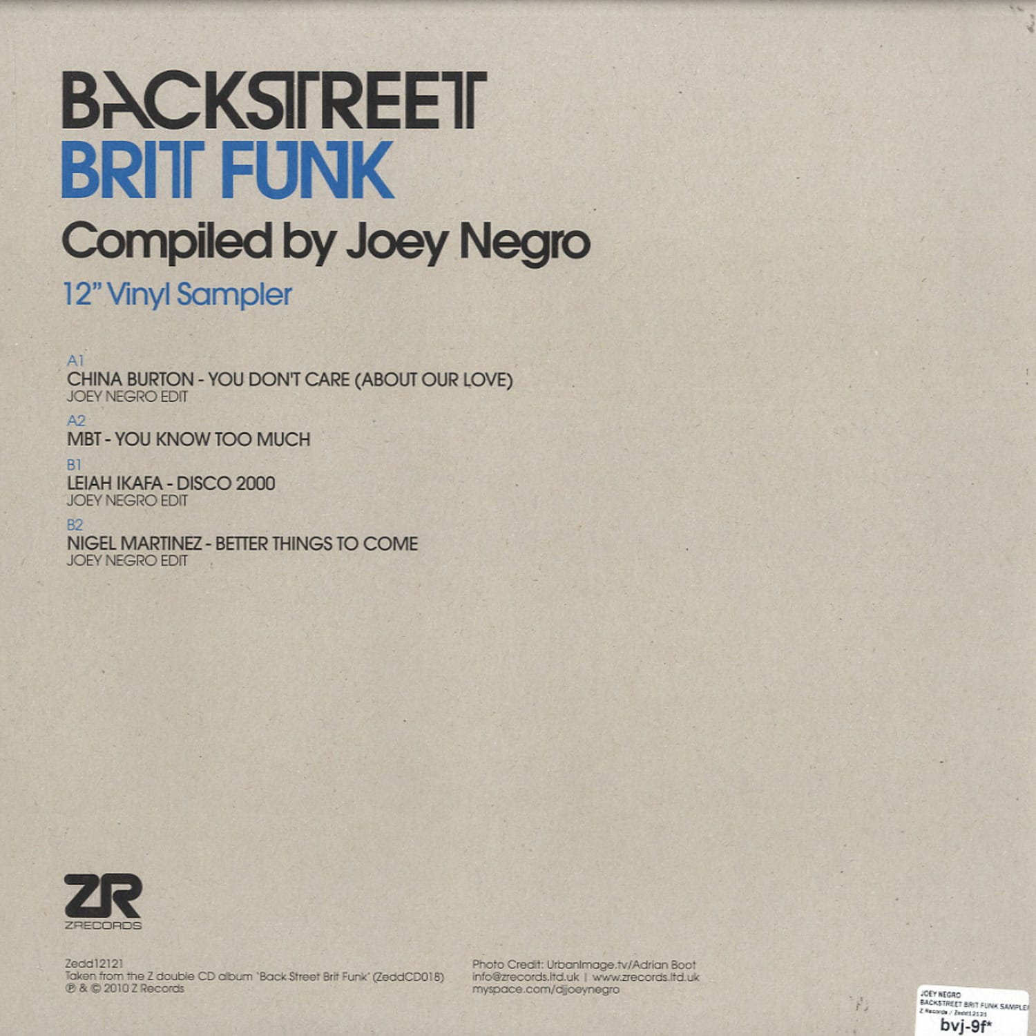 洋楽 BACKSTREET BRIT FUNK Vol.1 Joey Negro – Backstreet Brit Funk Vol.1 (A Collection Of The