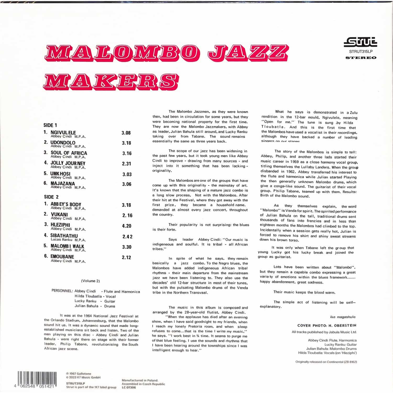 英LP Malombo Jazz Makers Malombo Jazz Makers Vol. 2 STRUT315LP Strut /00260 Malombo Jazz Volume 2 | Malombo Jazz Makers | Malombo