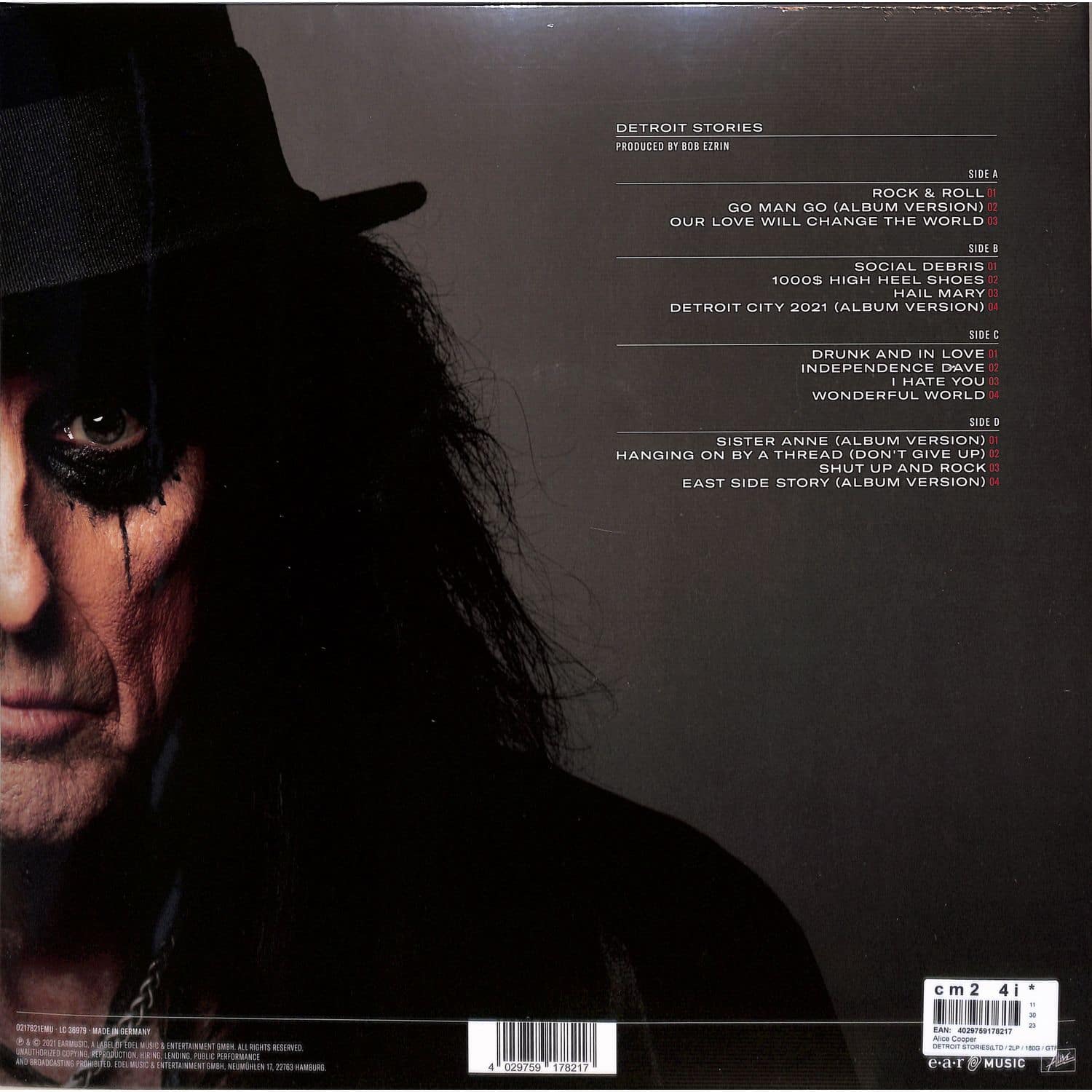 欧2LP Alice Cooper Detroit Stories 0217821EMU Ear Music /00520 Alice Cooper - DETROIT STORIES / ear Music / 0217821EMU | LP Vinyl