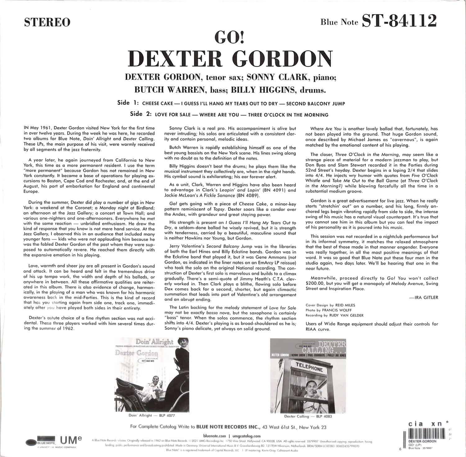 洋楽 GO! DEXTER GORDON 46094 BLUE NOTE 12inch DEXTER GORDON - Dexter Gordon - Go! (UHQ CD) - Blue Note Records