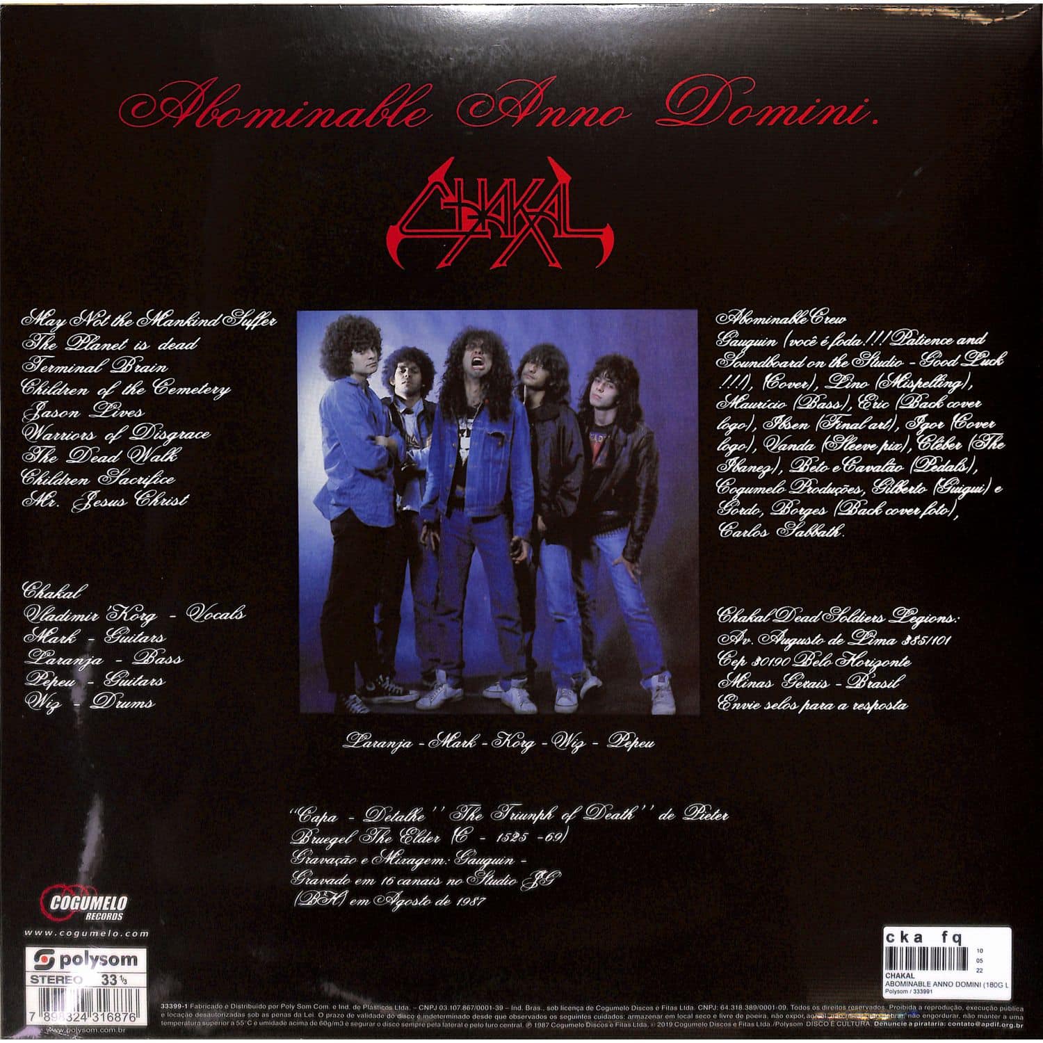 【Cogumelo】Chakal / Abominable Anno Domin Chakal – Abominable Anno Domini – Vinyl (LP, Album, Reissue