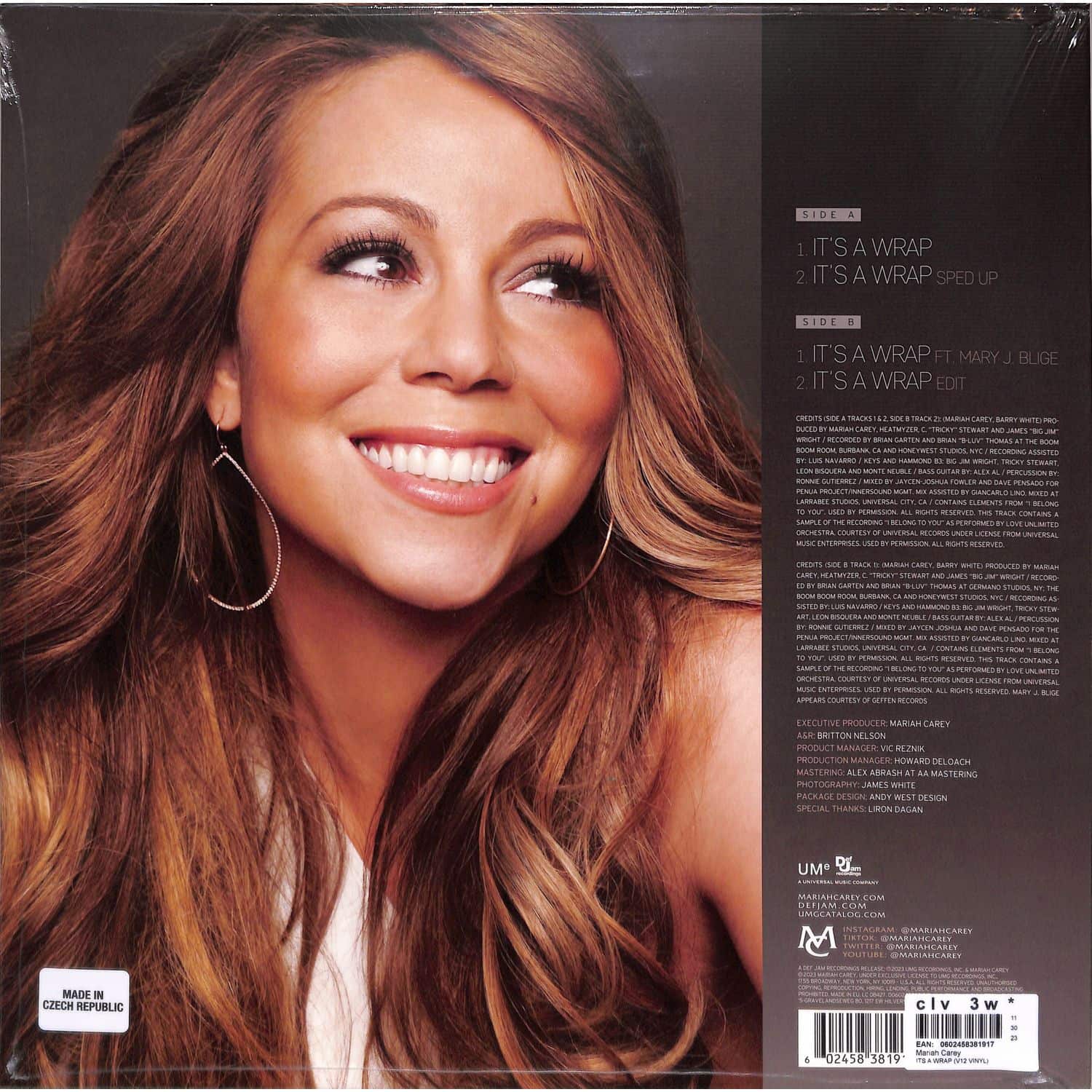 ワールドワイド12” Mariah Carey Its A Wrap 602458381917 Def Jam Recordings /00250 Mariah Carey – It's A Wrap – Vinyl (Tan Translucent, 12