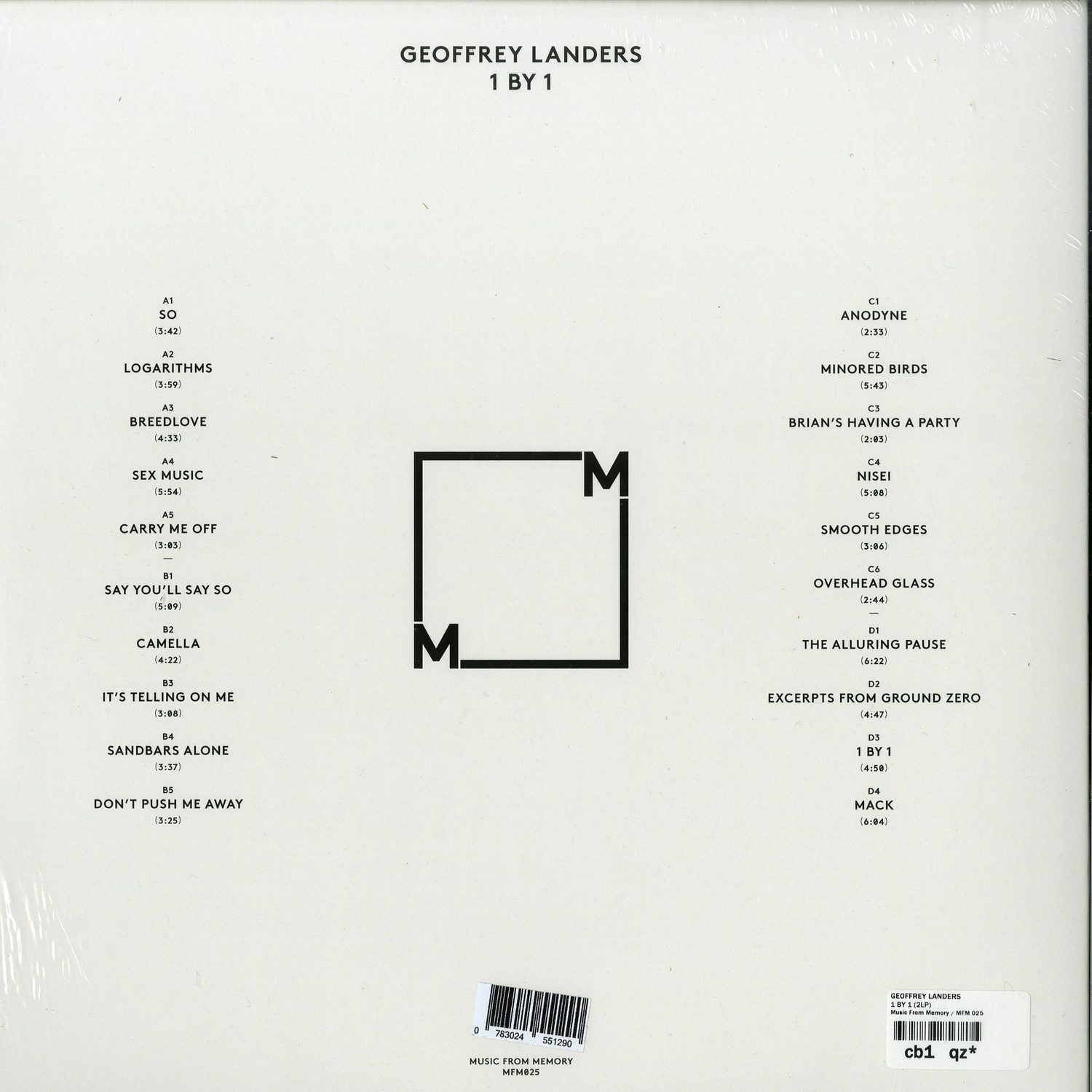 【2LP】Geoffrey Landers 1 BY 1 レコード Geoffrey Landers - 1 BY 1 / Music From Memory / MFM 025 | 2x12