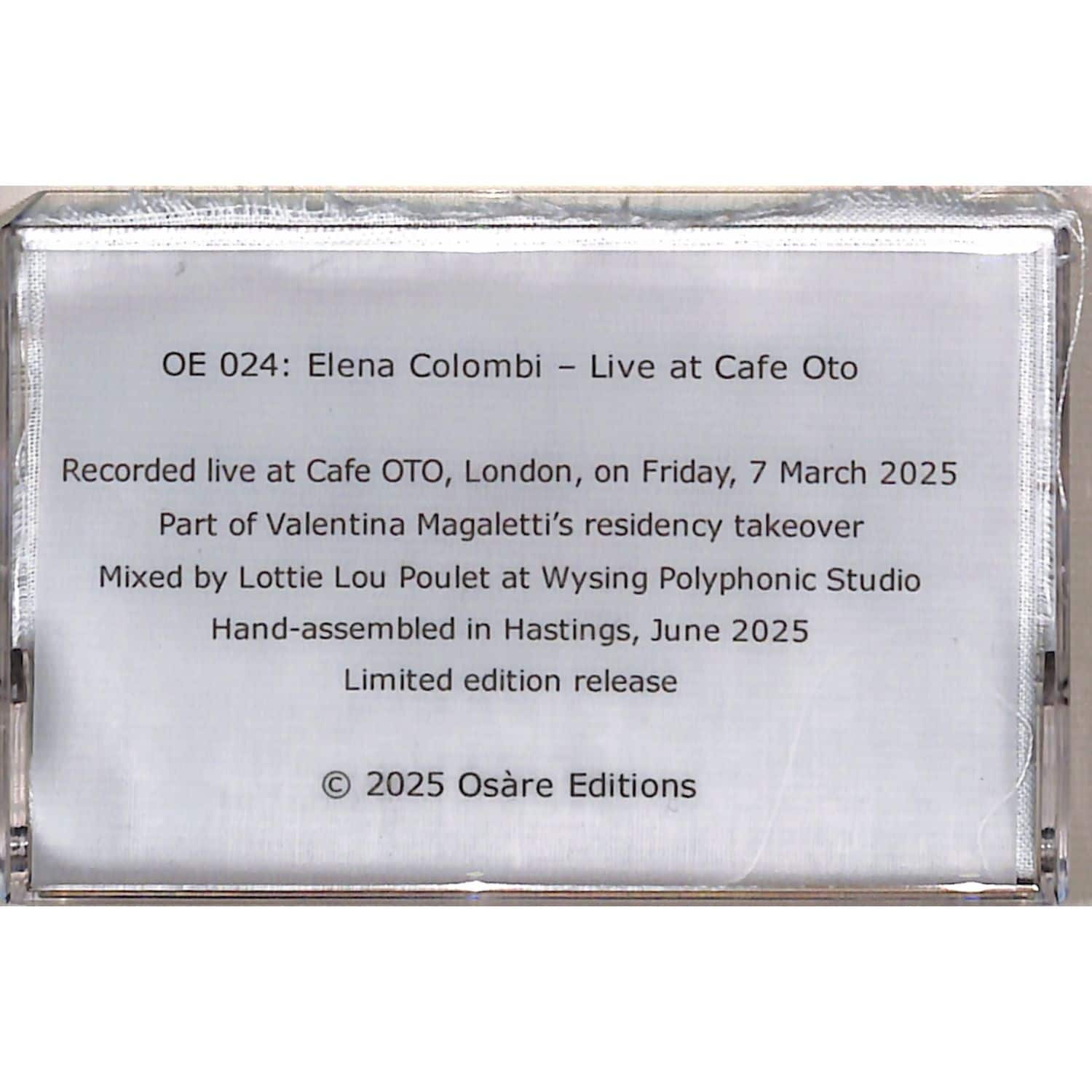 Elena Colombi - LIVE AT CAFE OTO