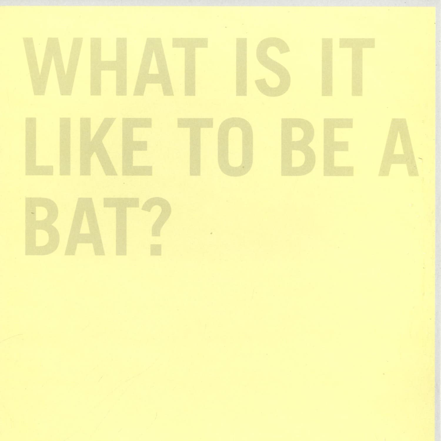 100 Records - WHAT IS IT LIKE TO BE A BAT?