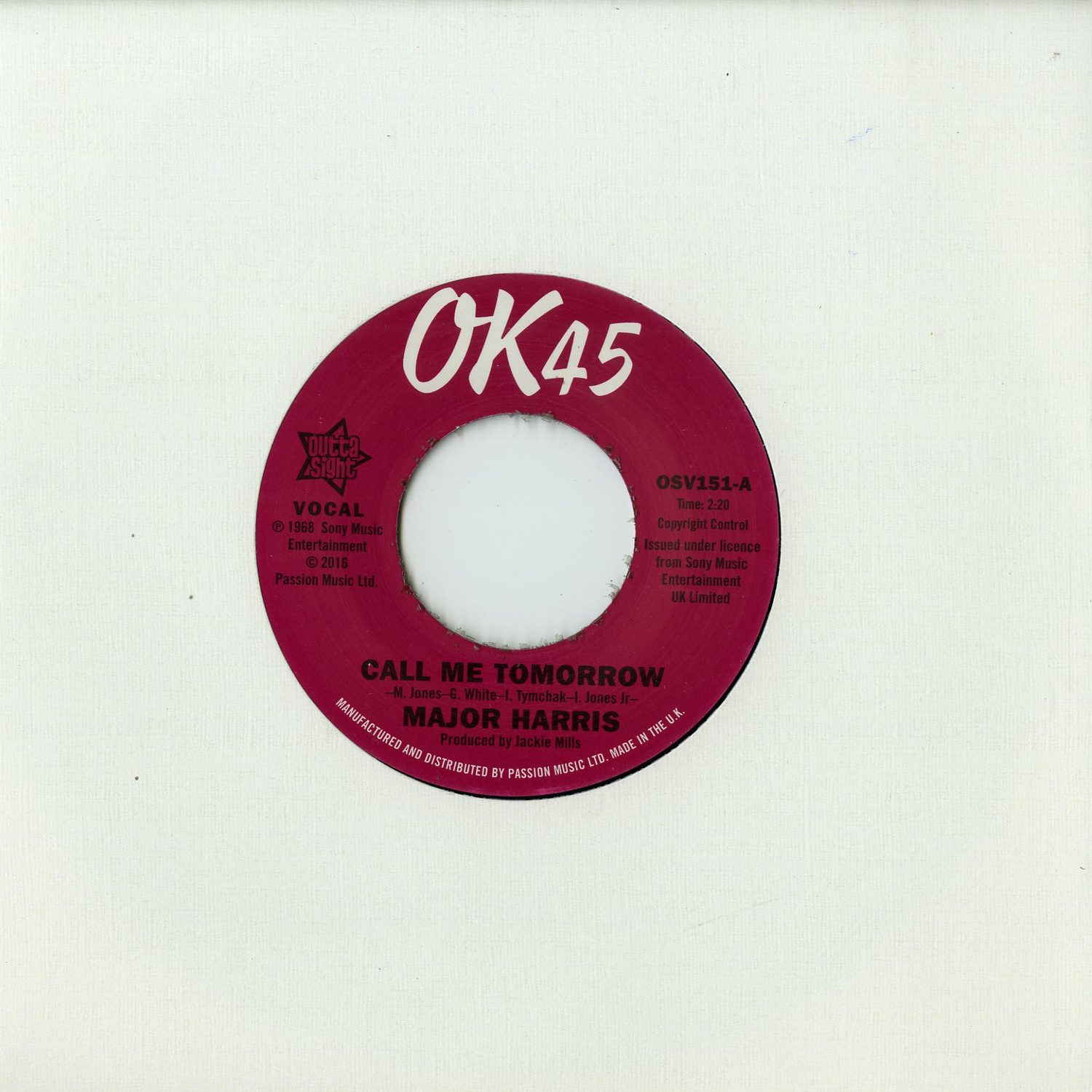 Major Harris / Walter Jackson - CALL ME TOMORROW / WHERE HAVE ALL THE FLOWERS GONE 