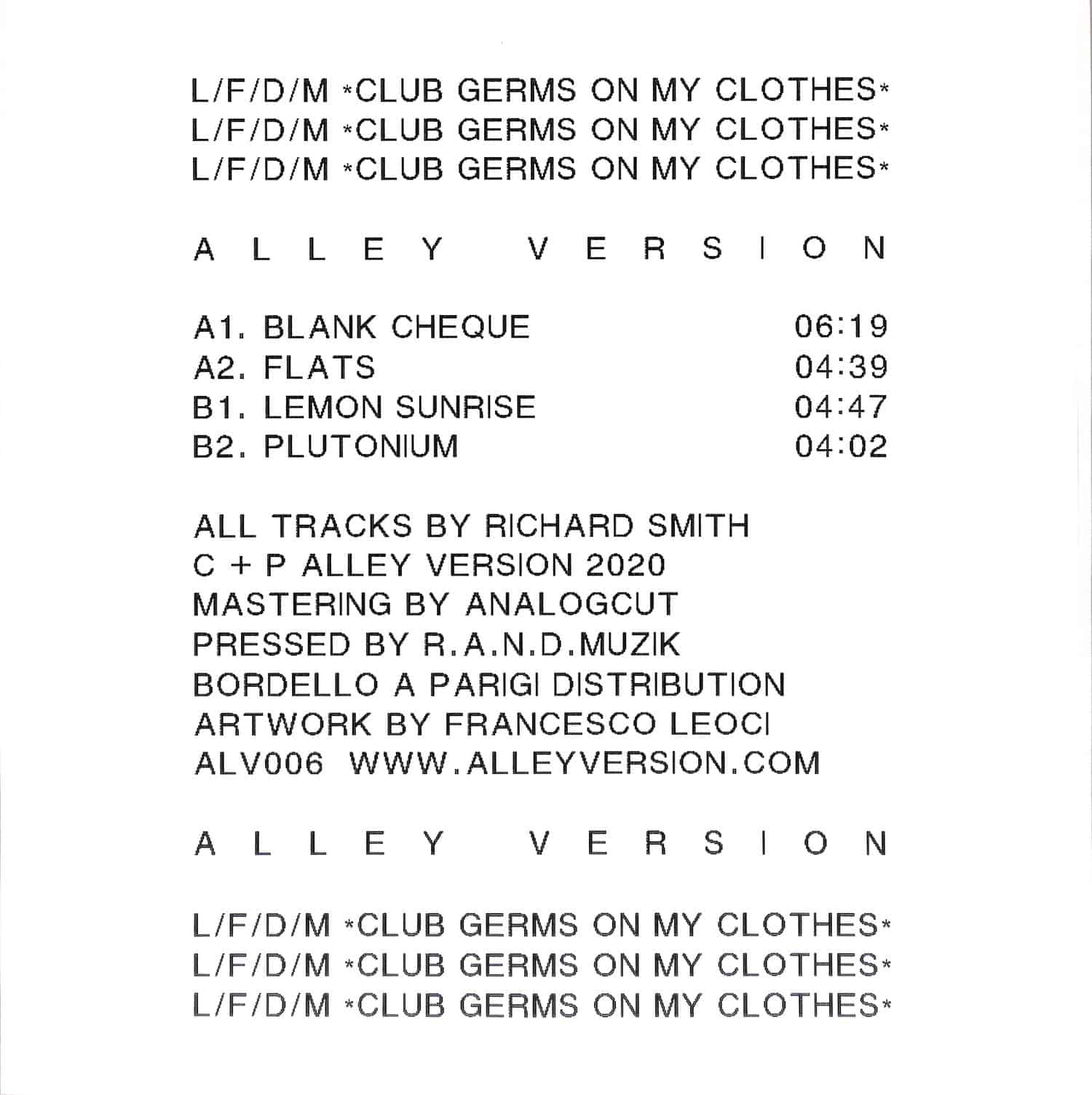 L/F/D/M - CLUB GERMS ON MY CLOTHES EP