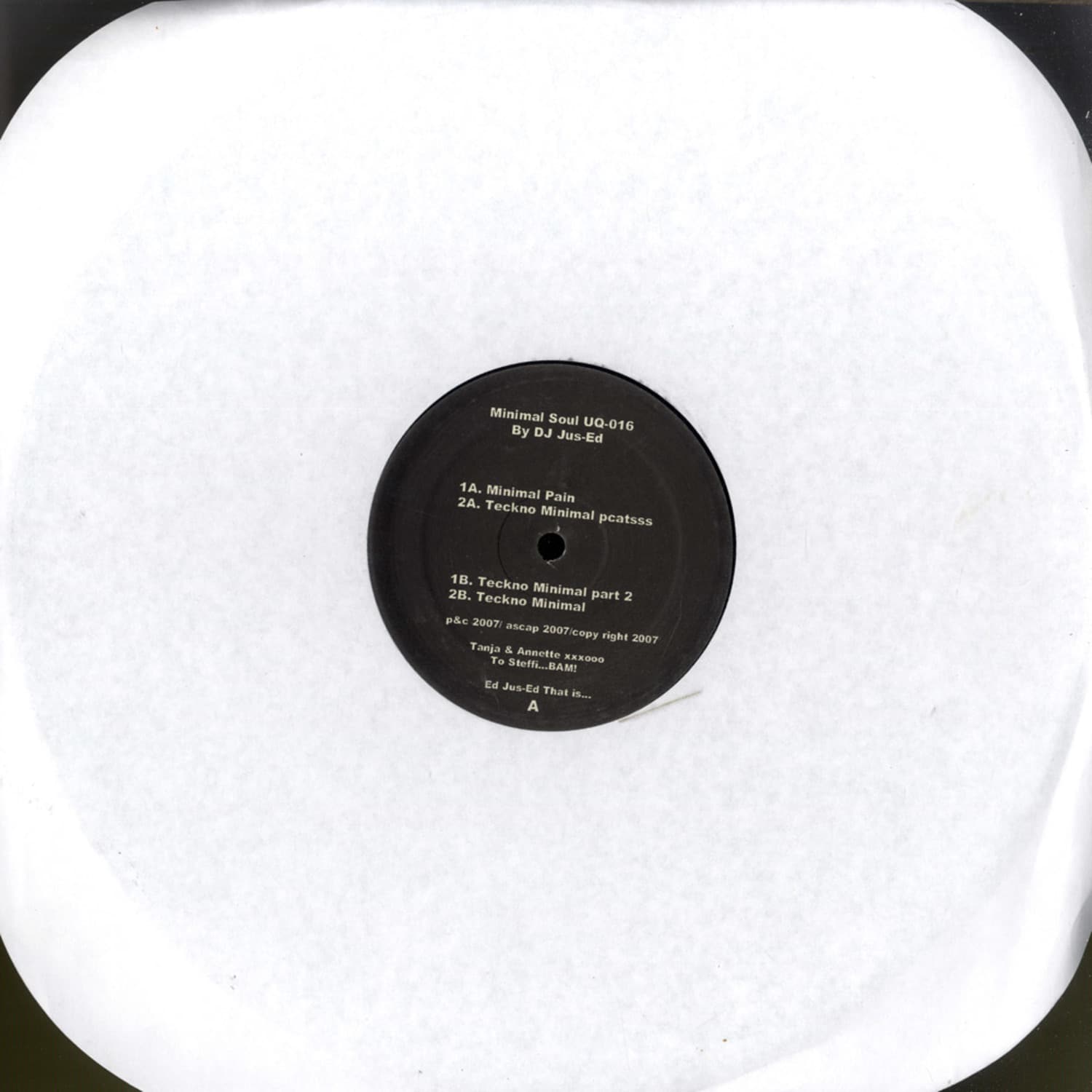 Dj Jus Ed - MINIMAL PAIN/ TECKNO