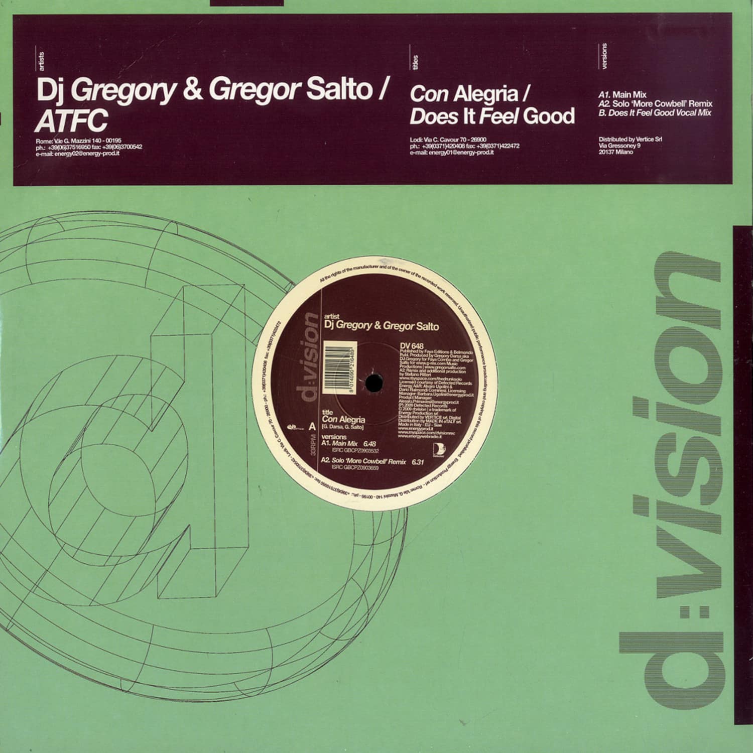Dj Gregory & Gregor Salto / ATFC - CON ALEGRIA / DOES IT FEEL GOOD