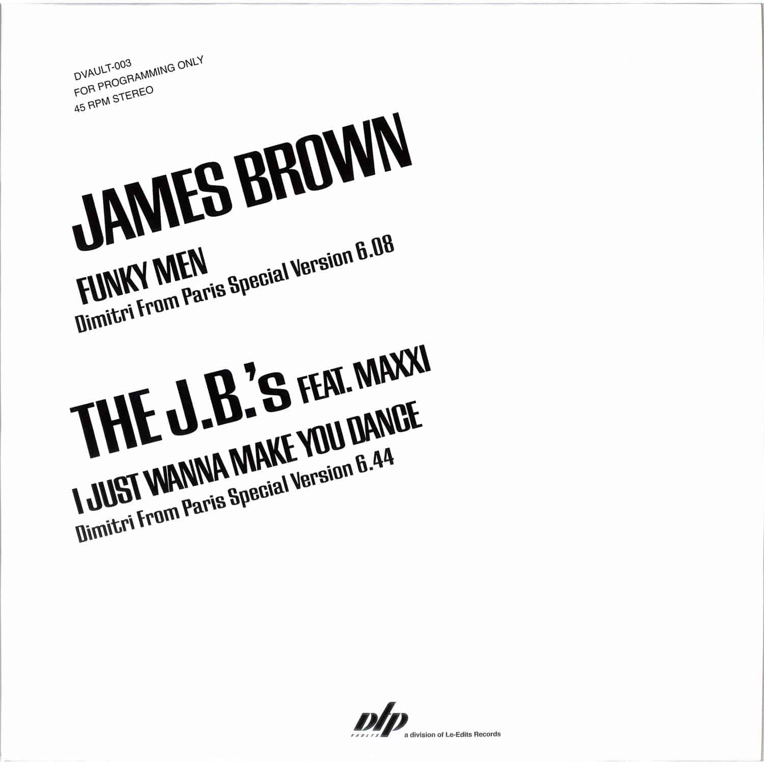 James Brown and The JBS - SPECIAL VERSIONS BY DIMITRI FROM PARIS