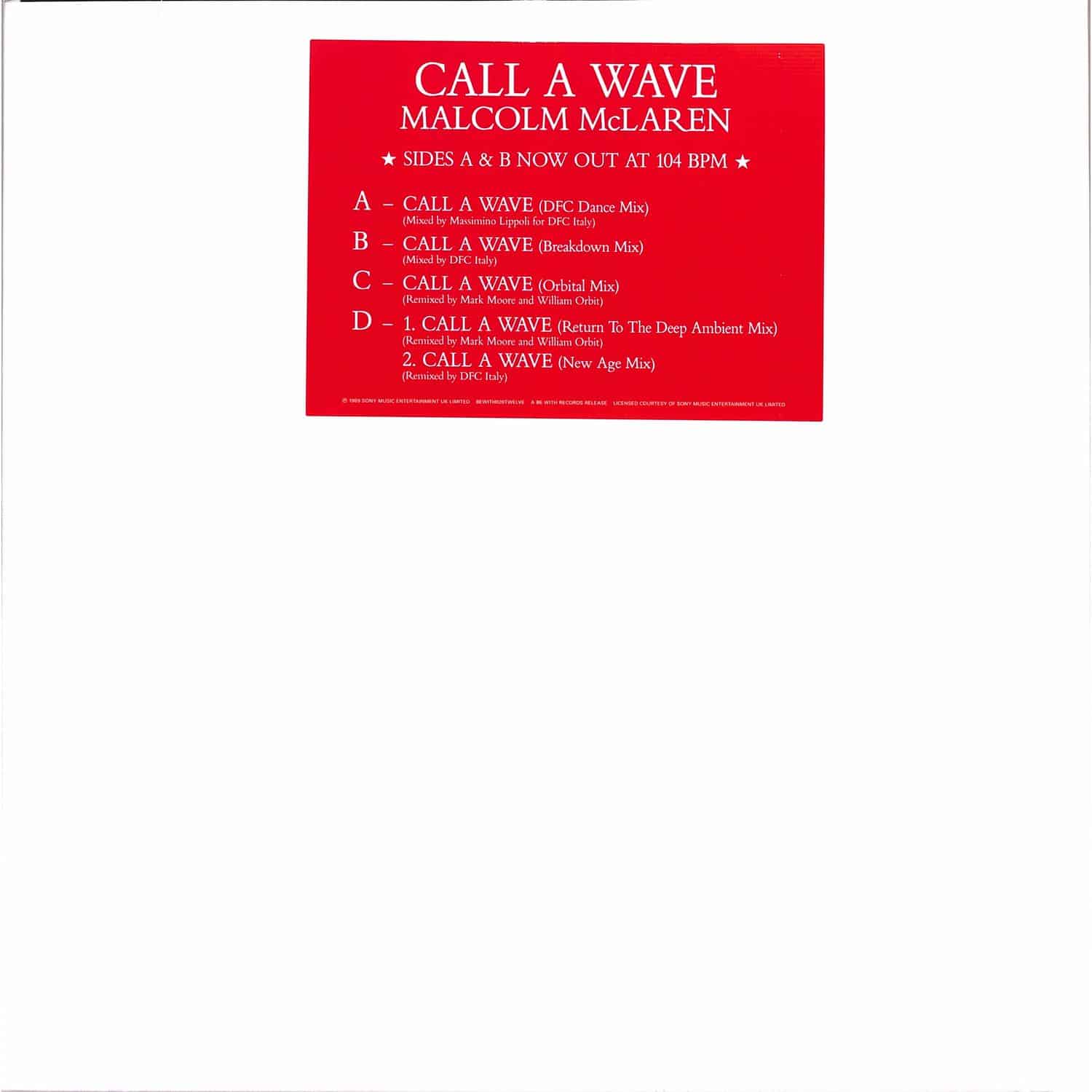 Malcolm McLaren and the Bootzilla Orchestra - CALL A WAVE REMIXES 