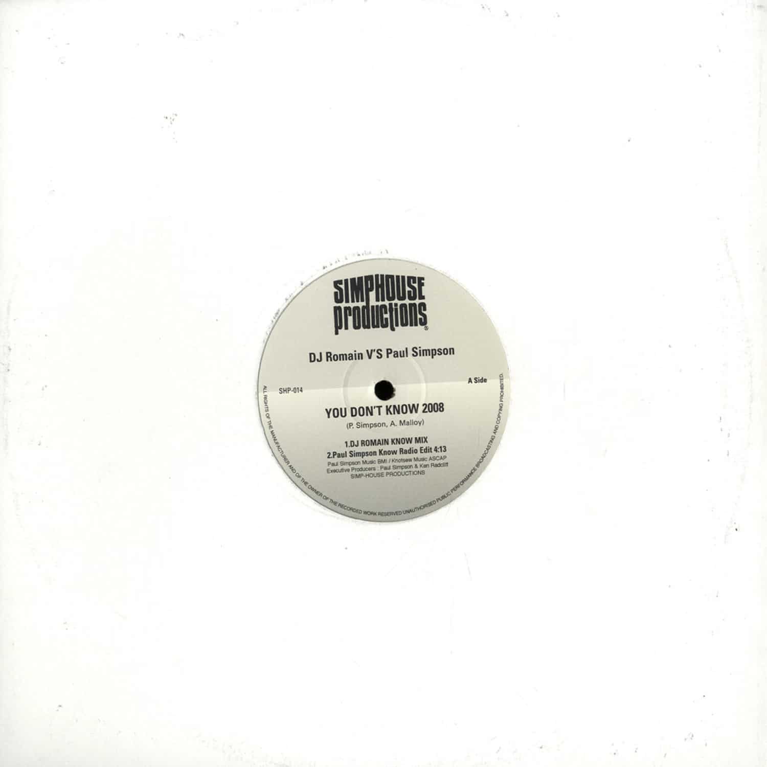 Dj Romain Vs Paul Simpson - YOU DONT KNOW 2008