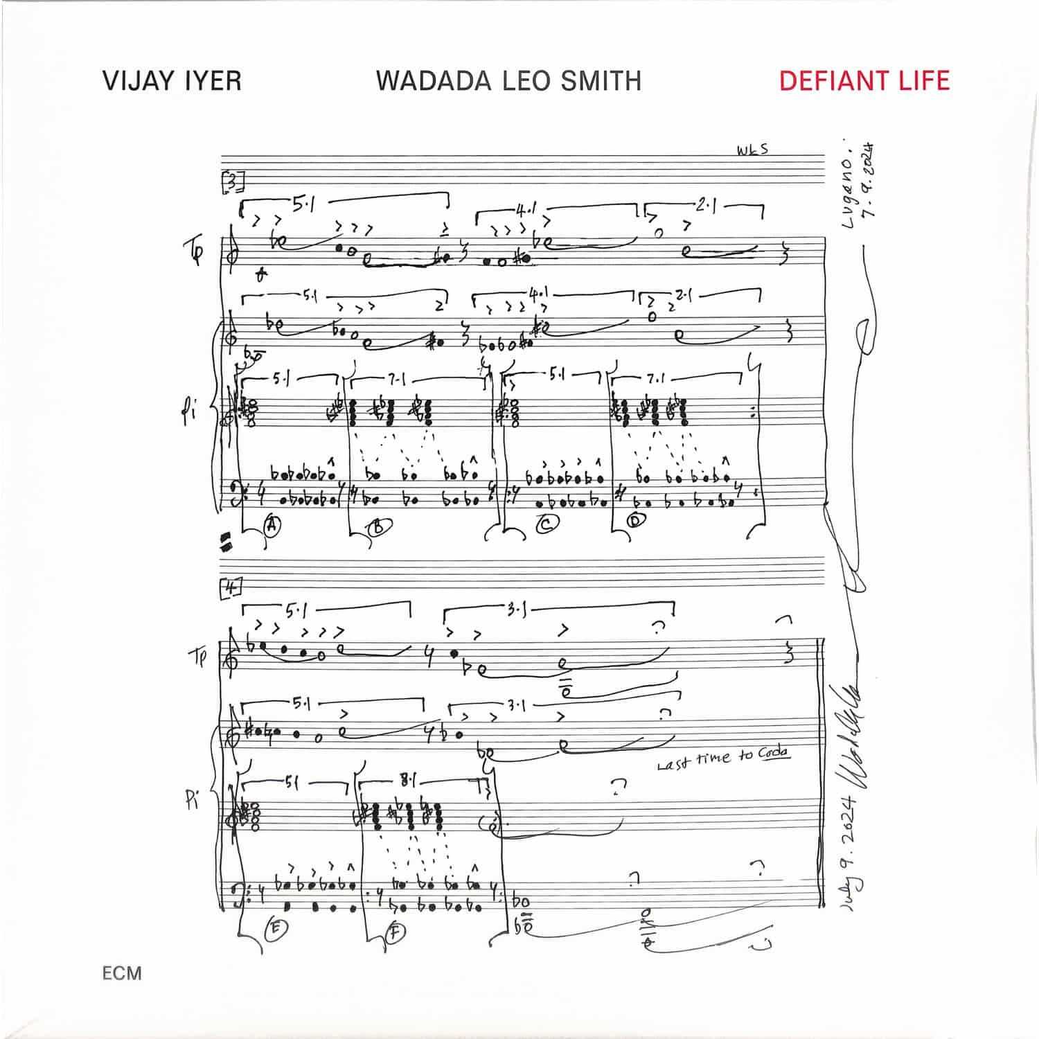Vijay Iyer / Wadada Leo Smith - DEFIANT LIFE 