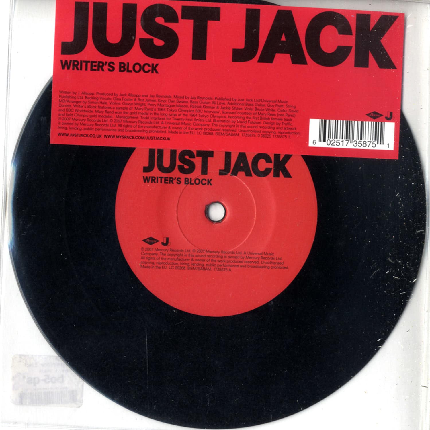Just Jack - WRITER S BLOCK - 7INCH