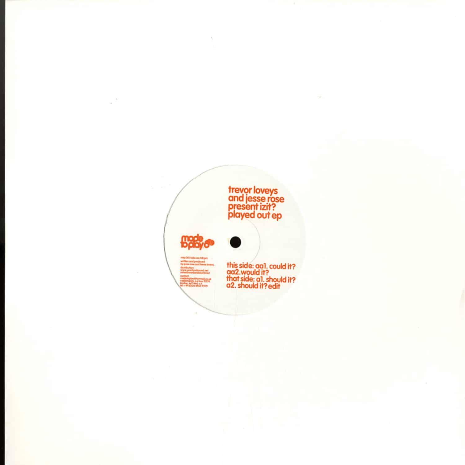 Jesse Rose And Trevor Loveys - PLAYED OUT EP