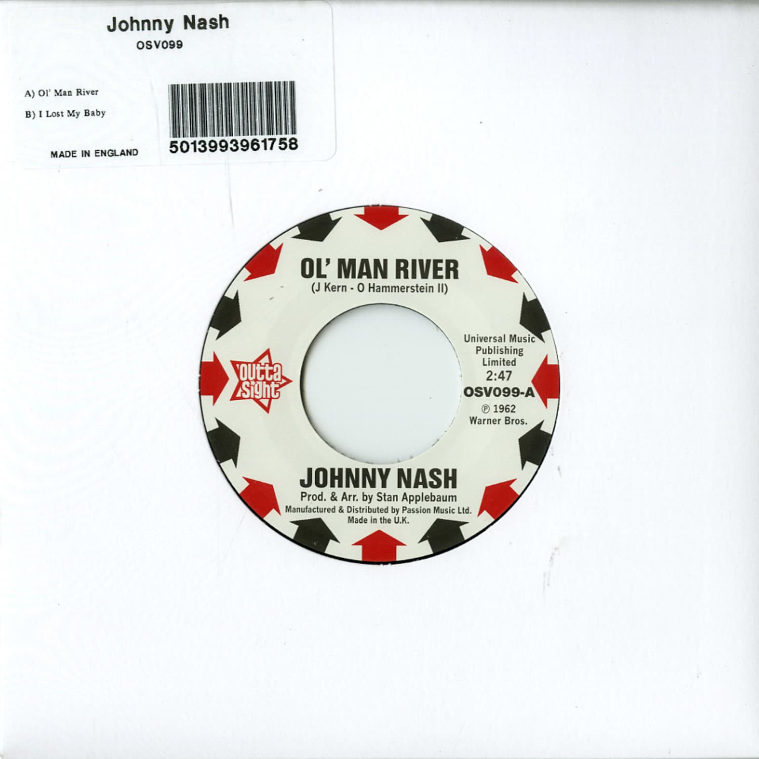 Johnny Nash - OL MAN RIVER / I LOST MY BABY 