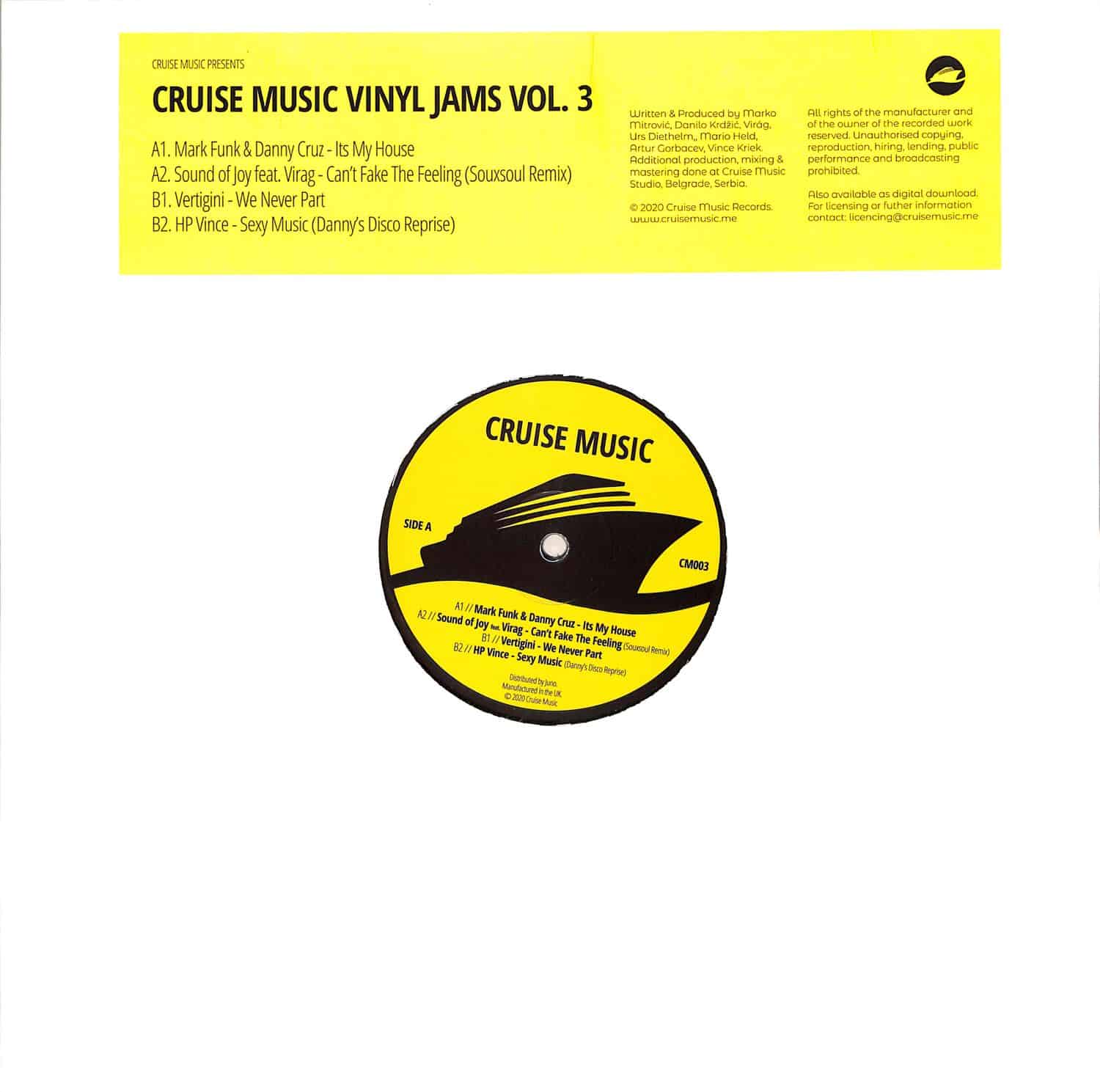 Mark Funk / Danny Cruz / Sound Of Joy / Virag / Souxsoul / Tightshirt / Hp Vince - CRUISE MUSIC VINYL JAMS VOL 3 