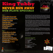 Back View : King Tubby - NEVER RUN AWAY - DUB PLATE SPECIALS (LP) - Jamaican / JRLP068 / 05157241