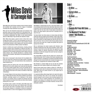 Back View :  Miles Davis - AT CARNEGIE HALL (LP) - Not Now / NOTLP327
