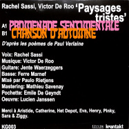 Back View : Rachel Sassi & Victor De Roo - PAYSAGES TRISTS (7 INCH) - Kontakt Group / KG003