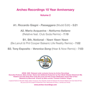 Back View : Various Artists - ARCHEO 10 YEARS ANNIVERSARY - VOL 2 (BLACK VINYL) - Archeo Recordings / AR032