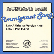 Back View : Monomax Band - IMMIGRANT SONG (7 INCH) - Mattoni Pazzi Studios / MPS001