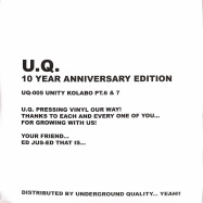 Front View : Various Artists (DJ Koze, Lawrence, Alexkid) - UNITY KOLABO PART 6 & 7 (2X12 INCH) - Underground Quality / UQ005PT6&7