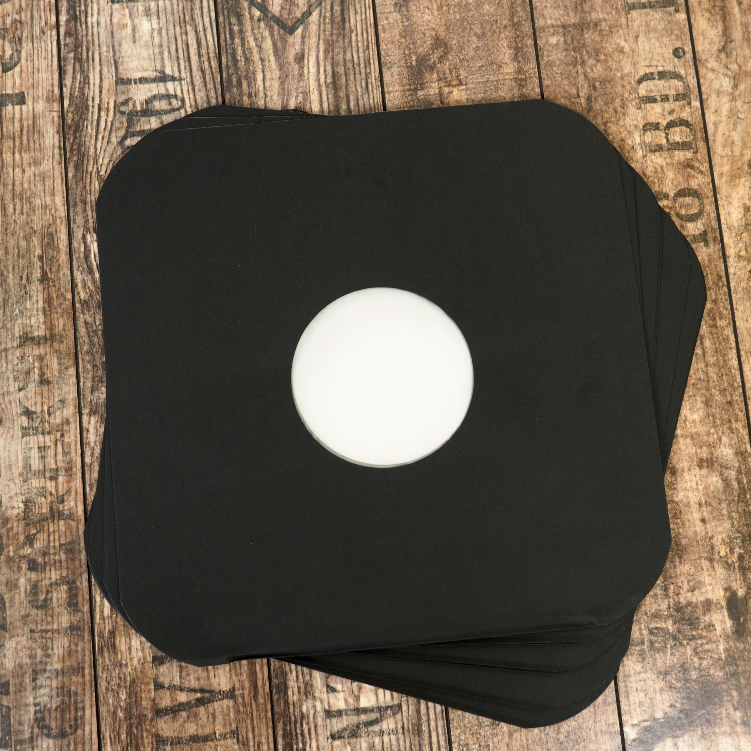 Zubehoer - 10x LP Innenhuellen gefuettert Schwarz abgerundete Ecken